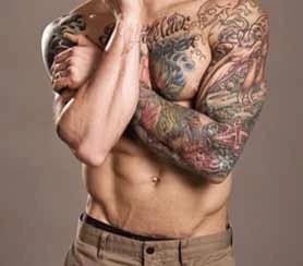Man with both arms covered in color tattoo sleeves